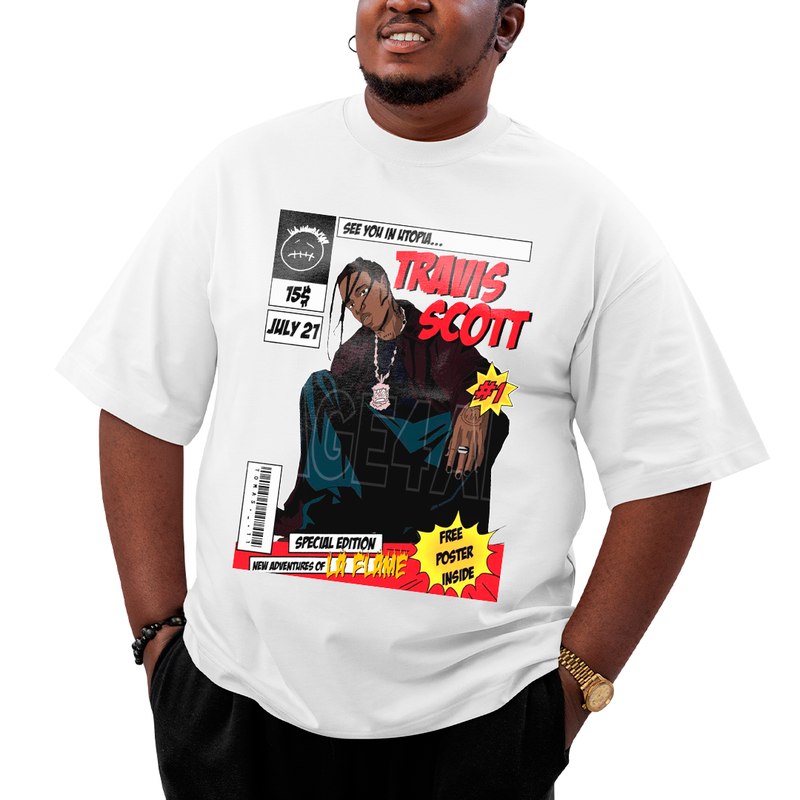 Camiseta Plus Size Algodão Travis Scott See You In Utopia