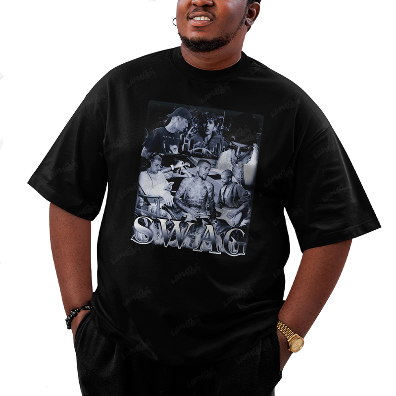 Camiseta Plus Size Algodão Justin Bieber Swag Black White