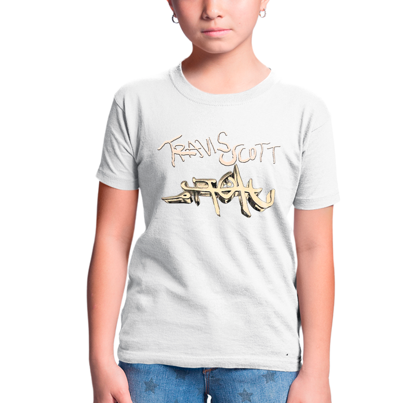 Camiseta Infantil Algodão Travis Scott Grafite