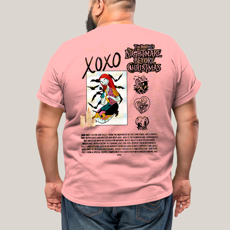 Camisa Algodão Unissex T shirt PLus Size Jack Skellington & Sally BFF ou casal FC