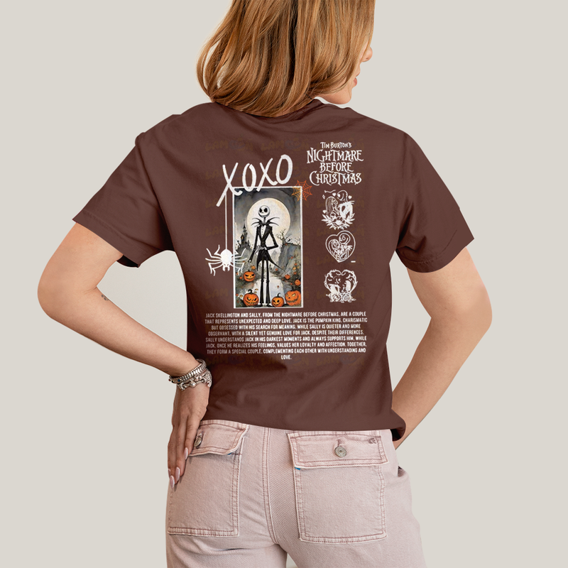 Camiseta Estampada Unissex Jack Skellington e Sally Girl BFF ou casal FC