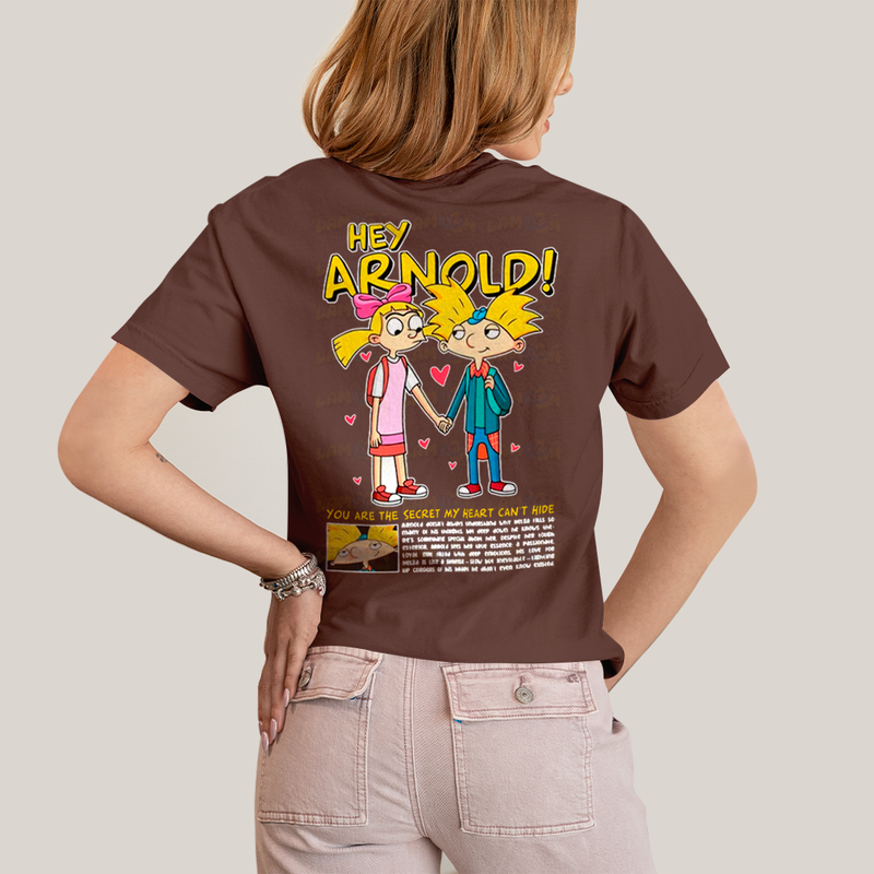 Camiseta Estampada Unissex Arnold e Helga BFF ou casal FC