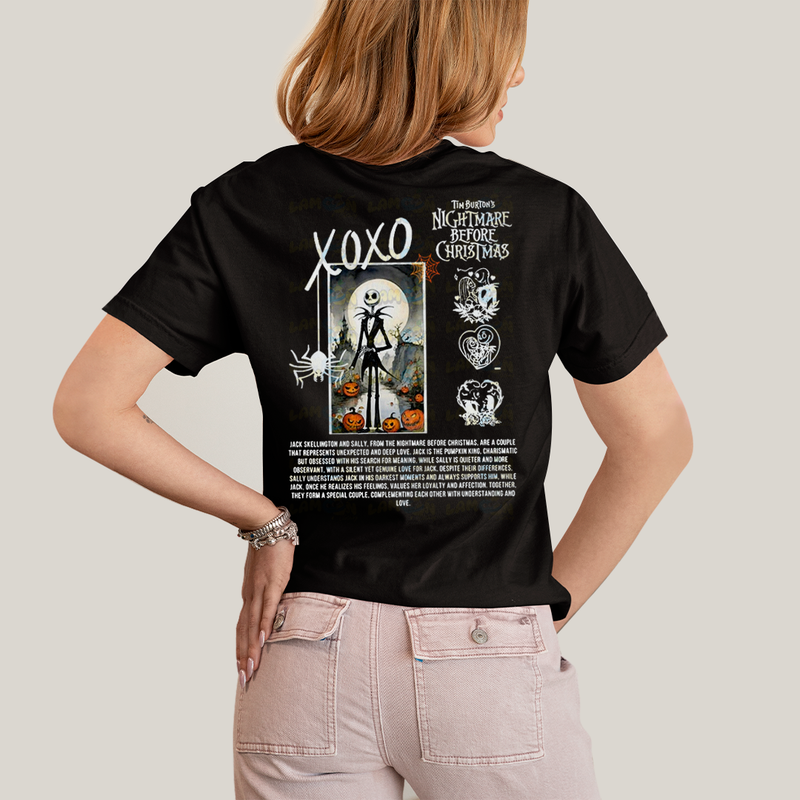 Camiseta Estampada Unissex Jack Skellington e Sally Girl BFF ou casal FC