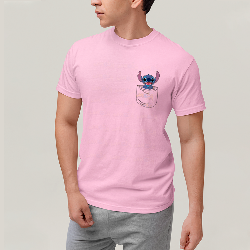 Camiseta Algodão Unissex T shirt Lilo & Stitch Bolso