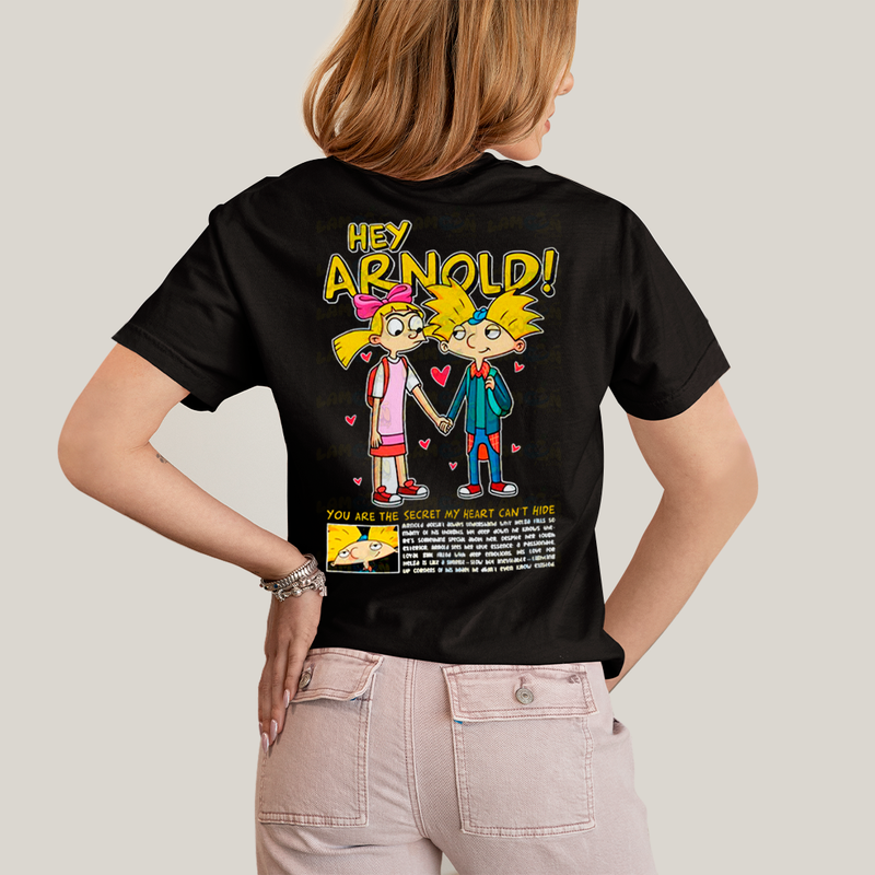 Camiseta Estampada Unissex Arnold e Helga BFF ou casal FC