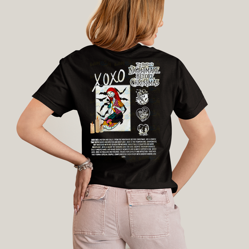 Camiseta Estampada Unissex Jack Skellington e Sally Girl BFF ou casal FC