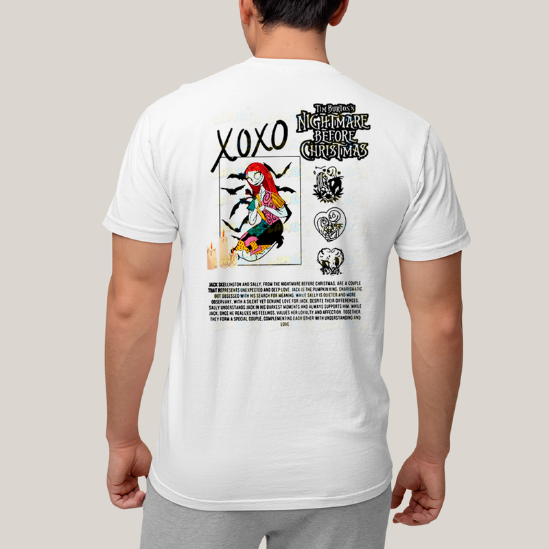 Camiseta Estampada Unissex Jack Skellington e Sally Girl BFF ou casal FC