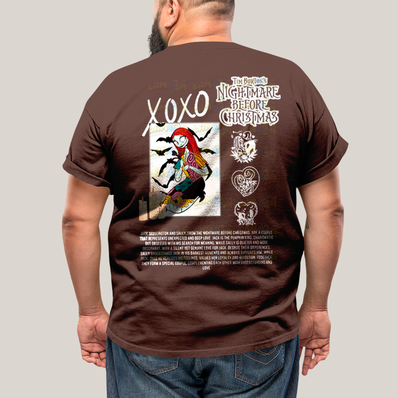 Camisa Algodão Unissex T shirt PLus Size Jack Skellington & Sally BFF ou casal FC