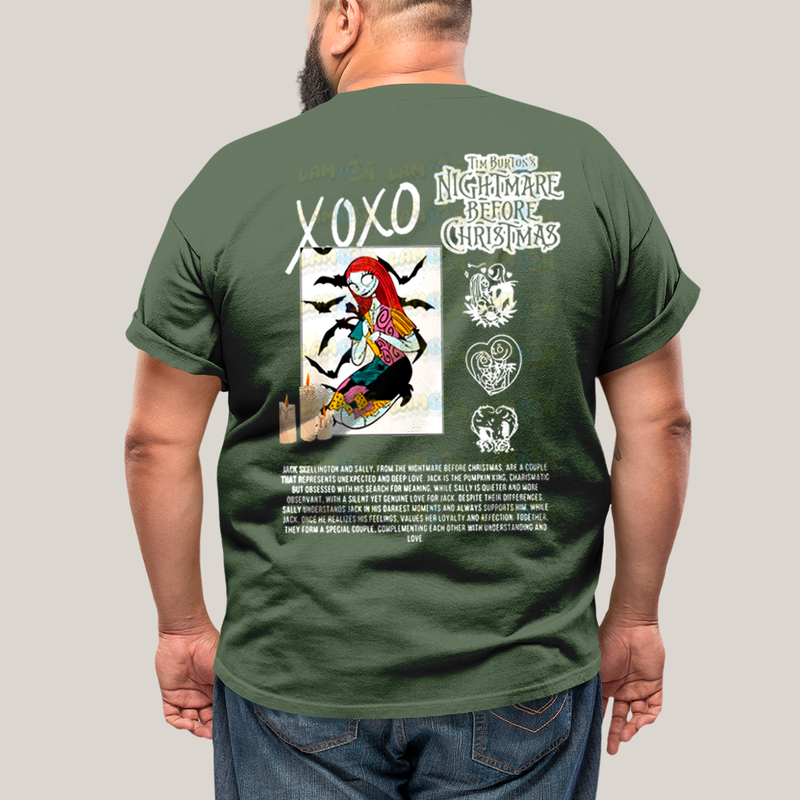 Camisa Algodão Unissex T shirt PLus Size Jack Skellington & Sally BFF ou casal FC