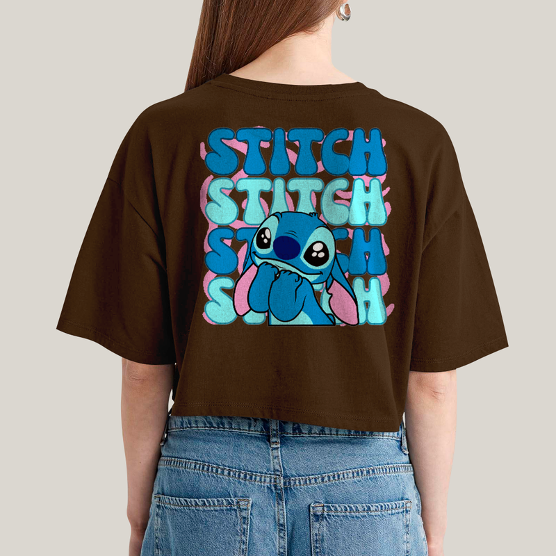 Cropped Oversized Algodão Unissex T shirt Lilo & Stitch Orelha Caida FC