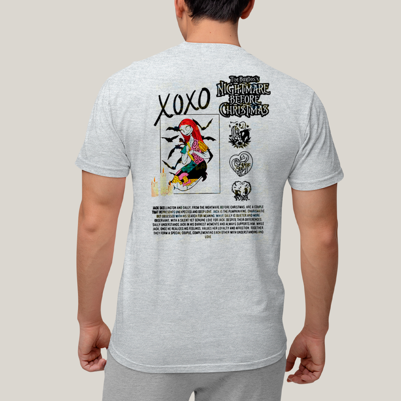 Camiseta Estampada Unissex Jack Skellington e Sally Girl BFF ou casal FC