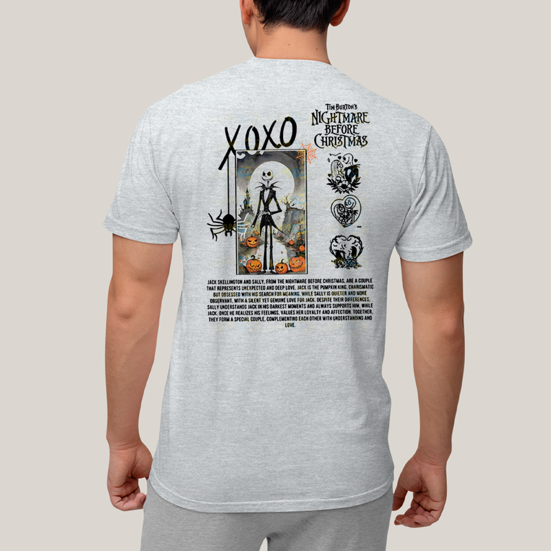 Camiseta Estampada Unissex Jack Skellington e Sally Girl BFF ou casal FC