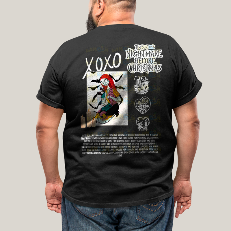 Camisa Algodão Unissex T shirt PLus Size Jack Skellington & Sally BFF ou casal FC