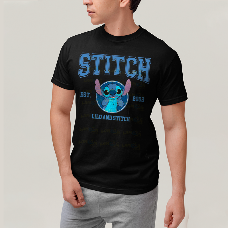Camiseta Algodão Unissex T shirt Lilo & Stitch Est.2002