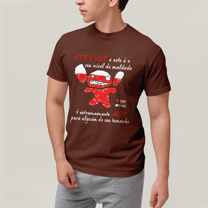 Camiseta Algodão Unissex T shirt Lilo & Stitch Seu nível de maldade