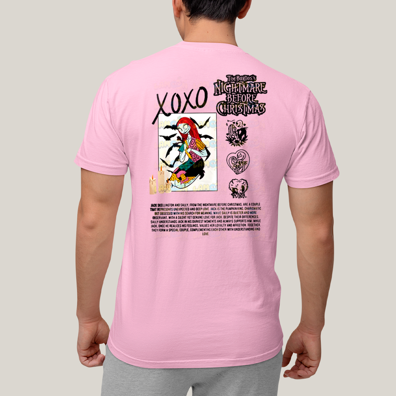 Camiseta Estampada Unissex Jack Skellington e Sally Girl BFF ou casal FC