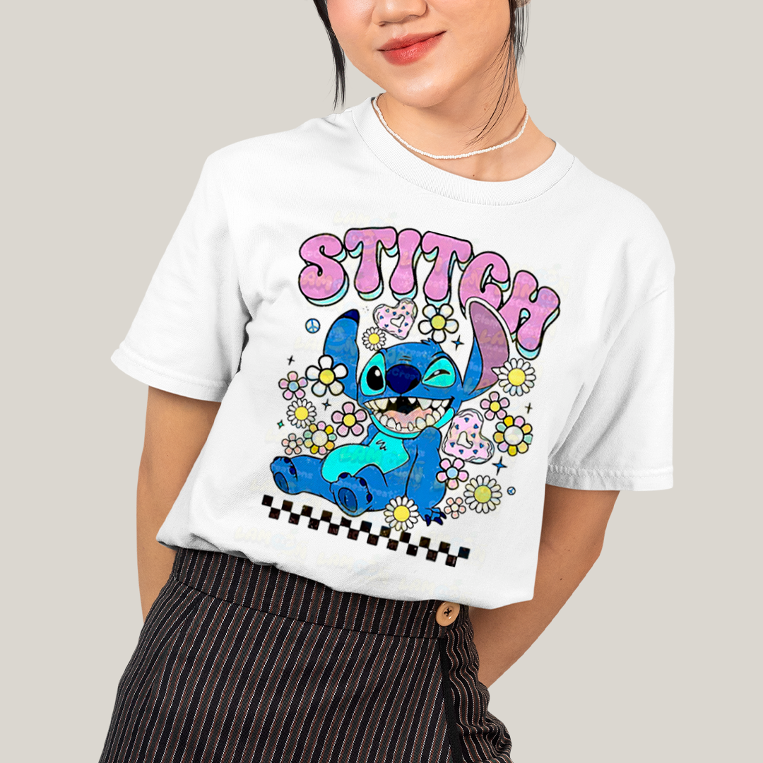 Camiseta Algodão Unissex T shirt Stitch Cute Vintage