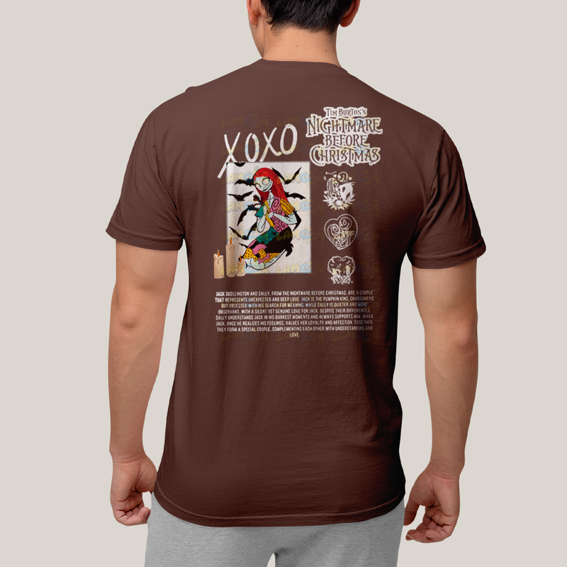 Camiseta Estampada Unissex Jack Skellington e Sally Girl BFF ou casal FC