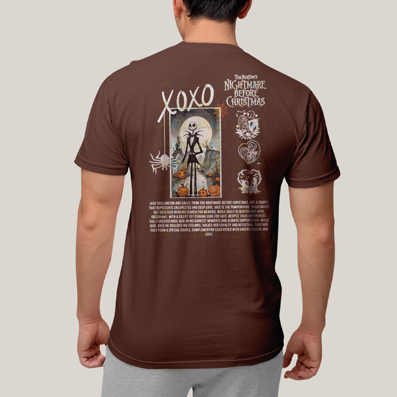 Camiseta Estampada Unissex Jack Skellington e Sally Girl BFF ou casal FC