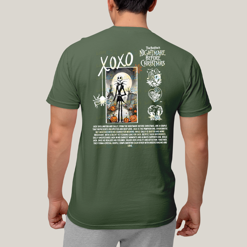 Camiseta Estampada Unissex Jack Skellington e Sally Girl BFF ou casal FC