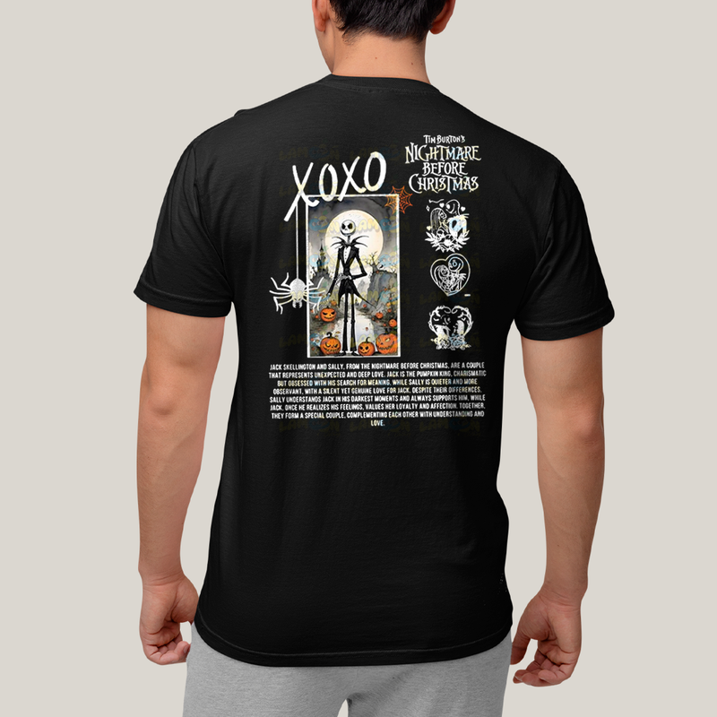 Camiseta Estampada Unissex Jack Skellington e Sally Girl BFF ou casal FC