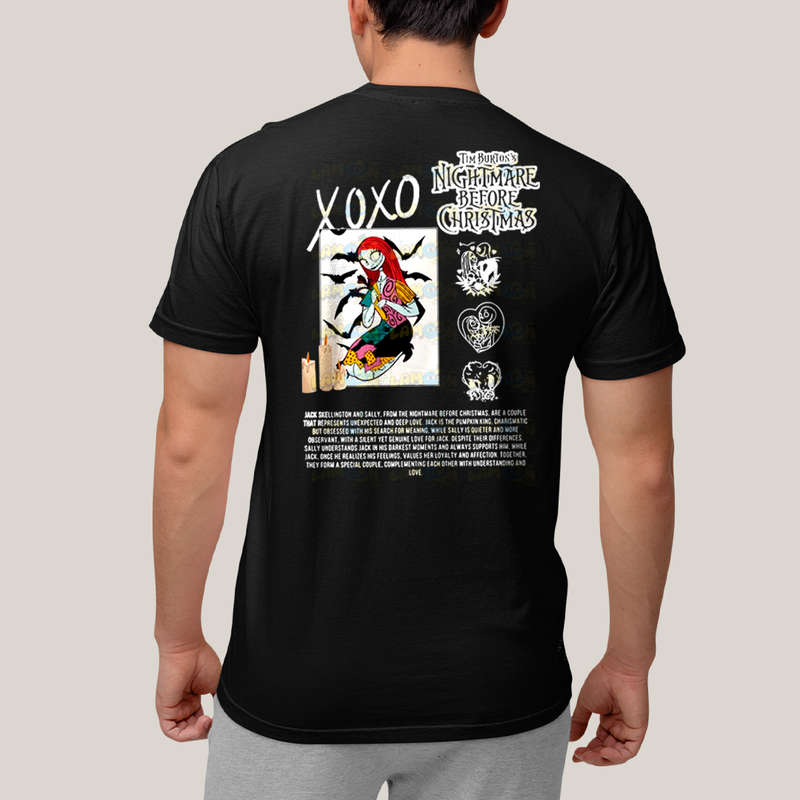 Camiseta Estampada Unissex Jack Skellington e Sally Girl BFF ou casal FC