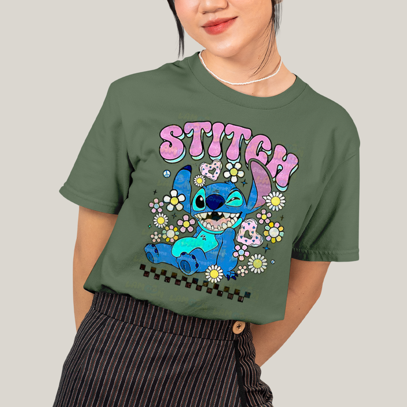 Camiseta Algodão Unissex T shirt Stitch Cute Vintage