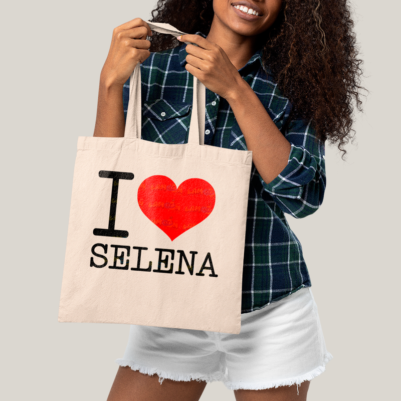 Sacola Ecobag Bolsa 38X40 Algodão-I Love Selena coração