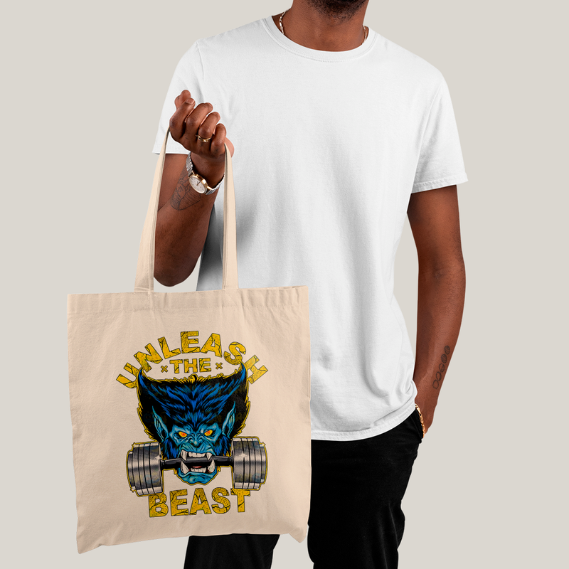 Sacola Ecobag Bolsa 38X40 Algodão-X Men Unleash The Beast a fera academia