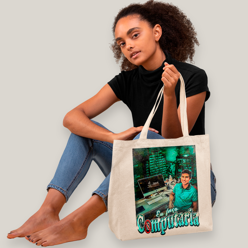Sacola Ecobag Bolsa 38X40 Algodão-Eu Faço Computaria Matue Meme computação