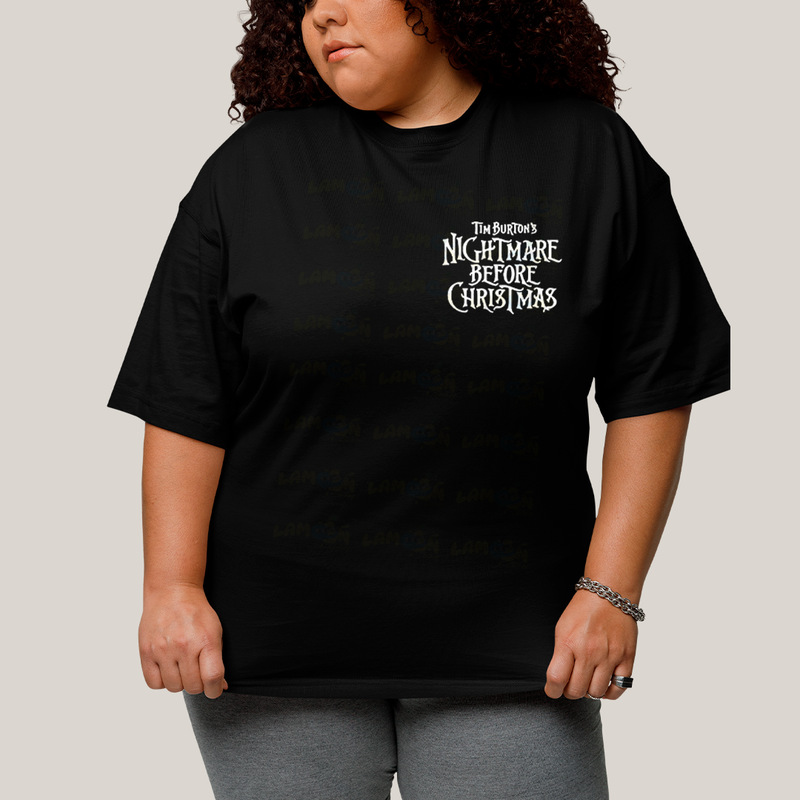 Camisa Algodão Unissex T shirt PLus Size Jack Skellington & Sally BFF ou casal FC