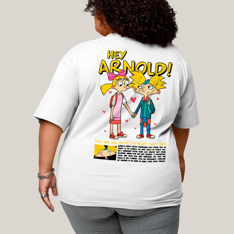Camisa Algodão Unissex T shirt PLus Size Arnold & Helga BFF ou casal FC