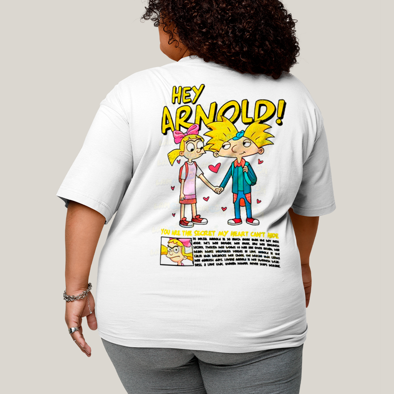 Camisa Algodão Unissex T shirt PLus Size Arnold & Helga BFF ou casal FC