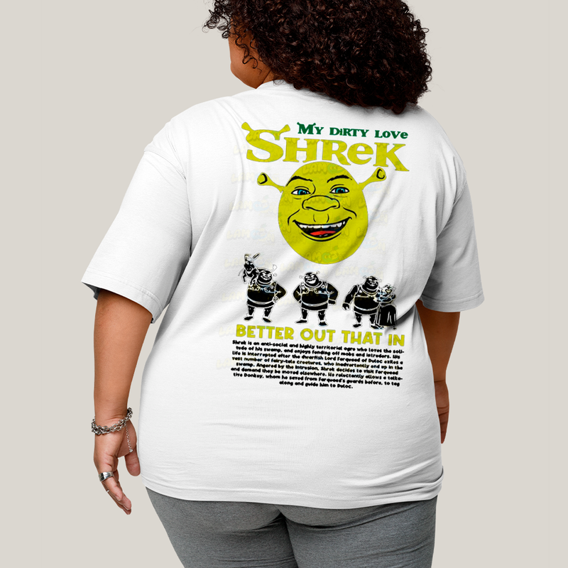 Camisa Algodão Unissex T shirt PLus Size Shrek & Fiona BFF ou casal FC