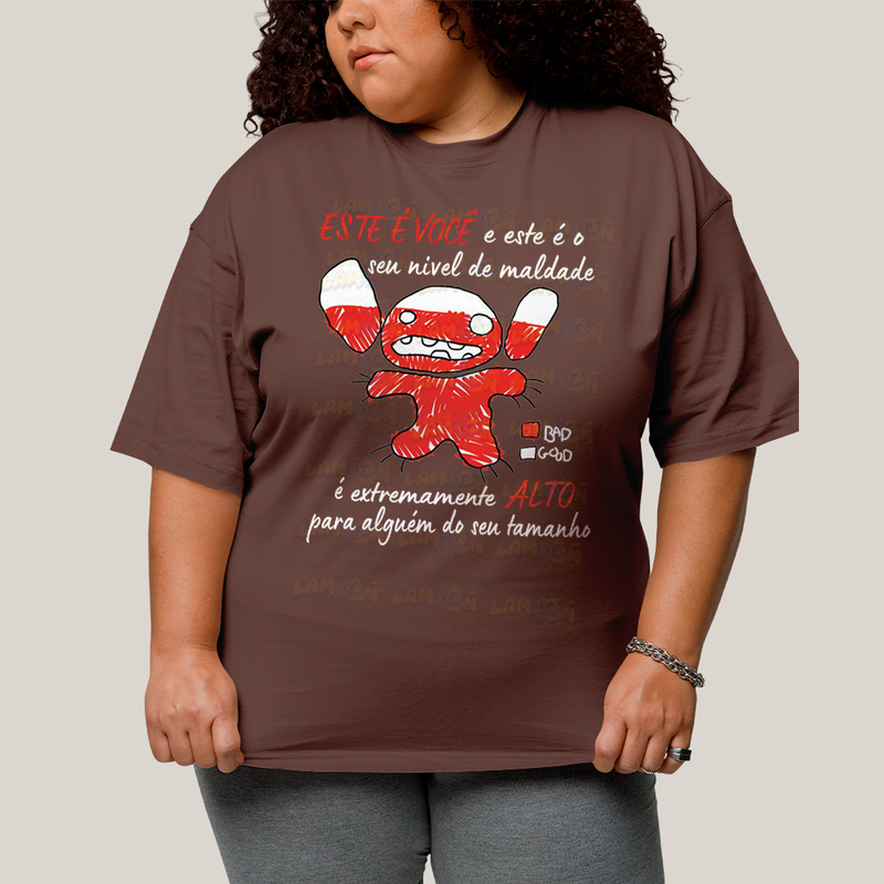 Camiseta Plus Size Algodão Unissex T shirt Lilo & Stitch Seu Nível de Maldade