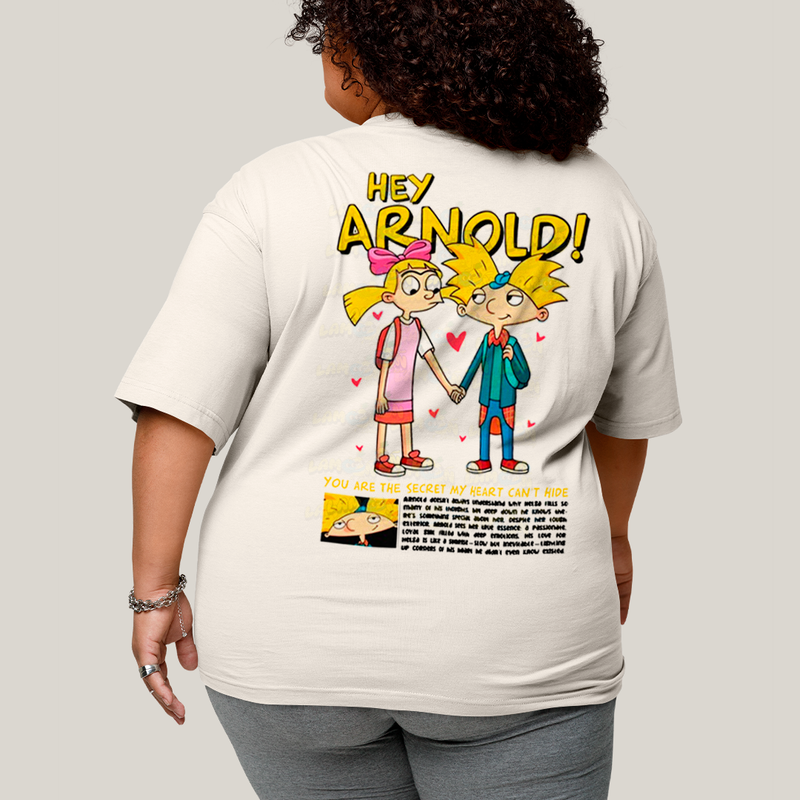 Camisa Algodão Unissex T shirt PLus Size Arnold & Helga BFF ou casal FC