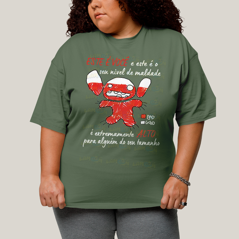 Camiseta Plus Size Algodão Unissex T shirt Lilo & Stitch Seu Nível de Maldade