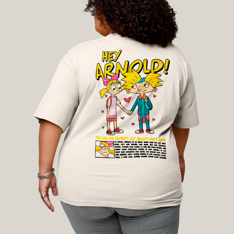 Camisa Algodão Unissex T shirt PLus Size Arnold & Helga BFF ou casal FC
