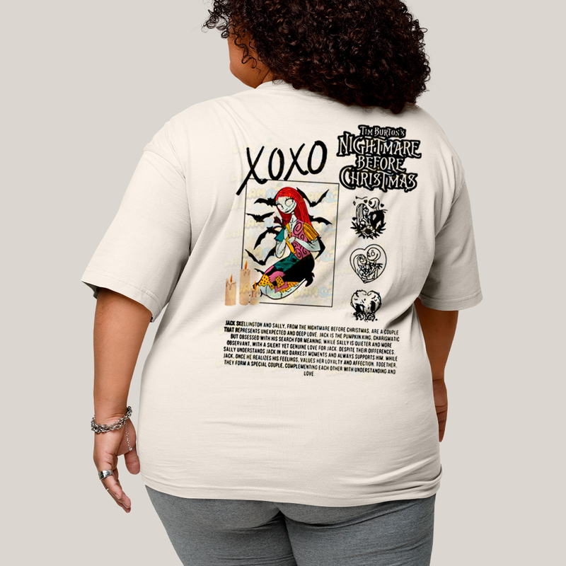 Camisa Algodão Unissex T shirt PLus Size Jack Skellington & Sally BFF ou casal FC