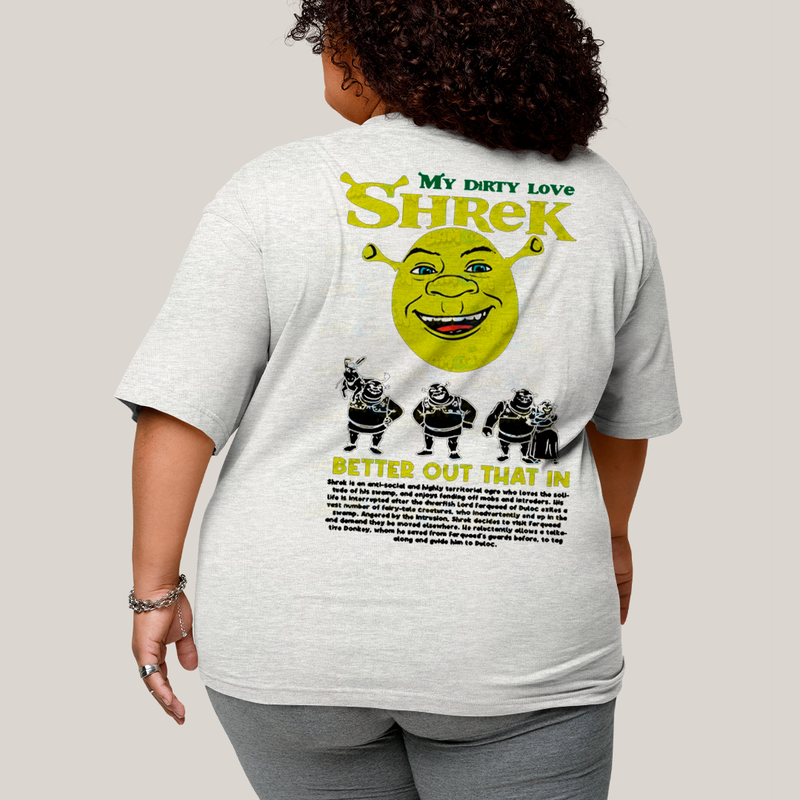 Camisa Algodão Unissex T shirt PLus Size Shrek & Fiona BFF ou casal FC