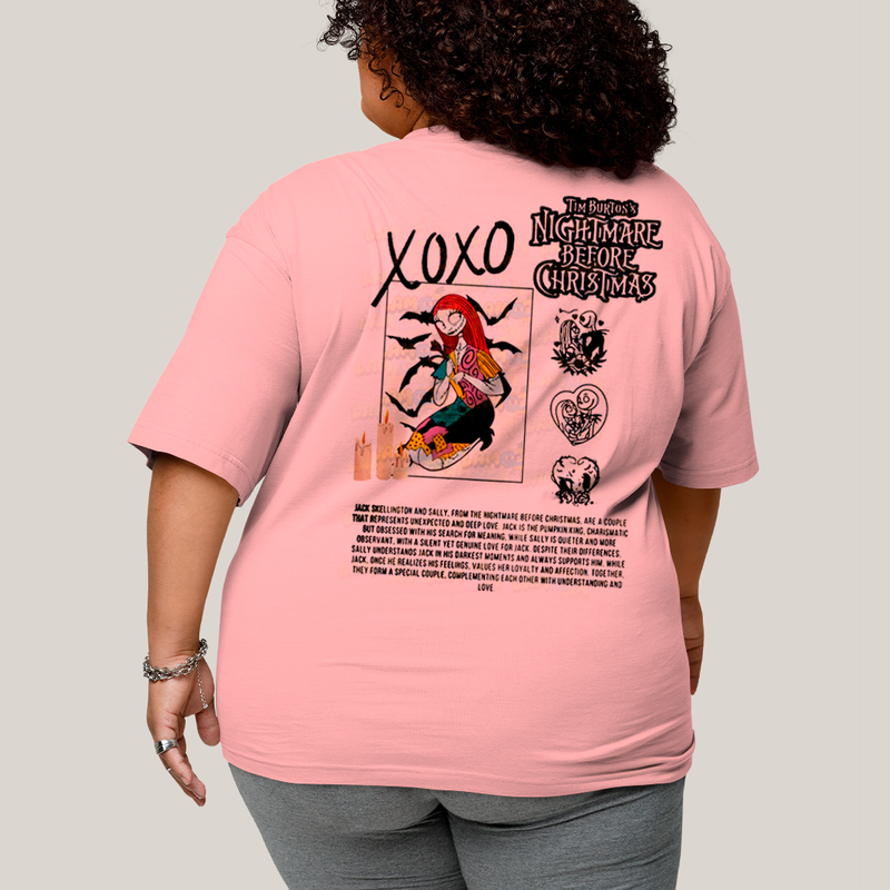 Camisa Algodão Unissex T shirt PLus Size Jack Skellington & Sally BFF ou casal FC