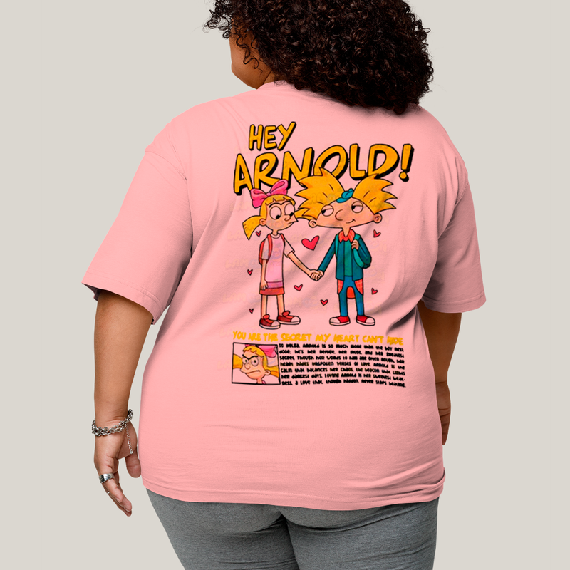 Camisa Algodão Unissex T shirt PLus Size Arnold & Helga BFF ou casal FC