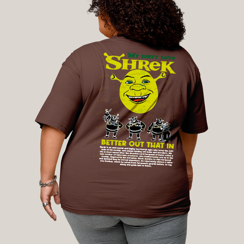 Camisa Algodão Unissex T shirt PLus Size Shrek & Fiona BFF ou casal FC