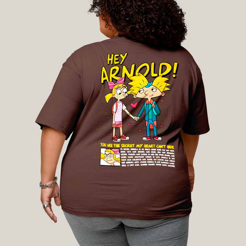 Camisa Algodão Unissex T shirt PLus Size Arnold & Helga BFF ou casal FC