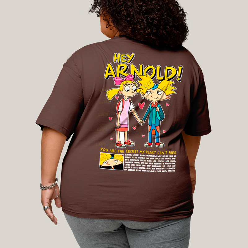 Camisa Algodão Unissex T shirt PLus Size Arnold & Helga BFF ou casal FC