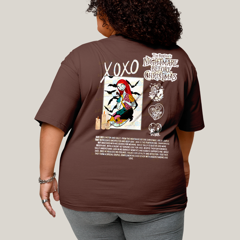 Camisa Algodão Unissex T shirt PLus Size Jack Skellington & Sally BFF ou casal FC