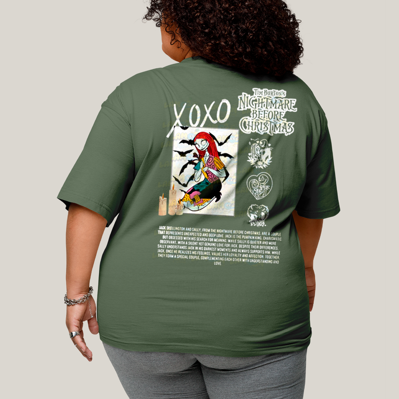Camisa Algodão Unissex T shirt PLus Size Jack Skellington & Sally BFF ou casal FC