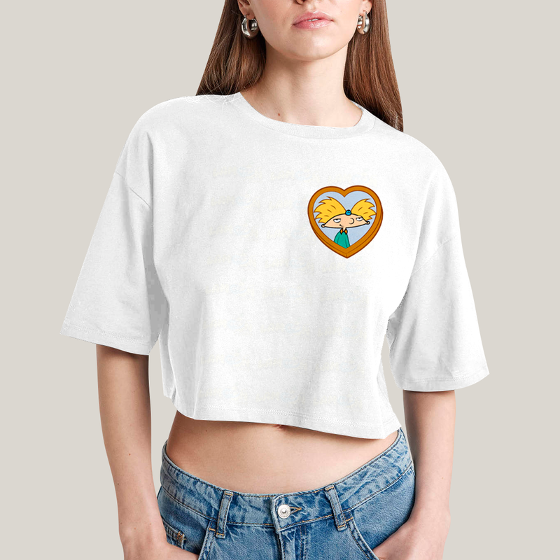Cropped Oversized Algodão Unissex T shirt Arnold & Helga BFF ou casal FC
