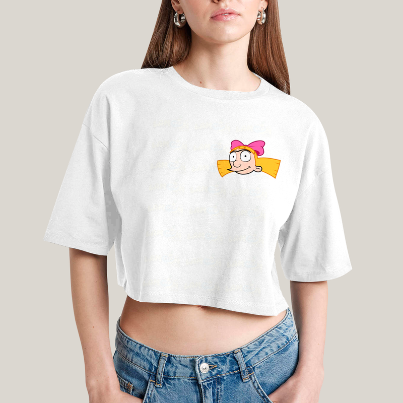 Cropped Oversized Algodão Unissex T shirt Arnold & Helga BFF ou casal FC