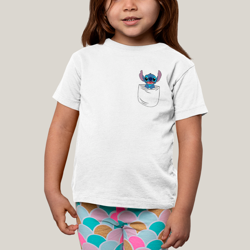 Camiseta Infantil Algodão Unissex T shirt Lilo & Stitch Orelha Caida FC